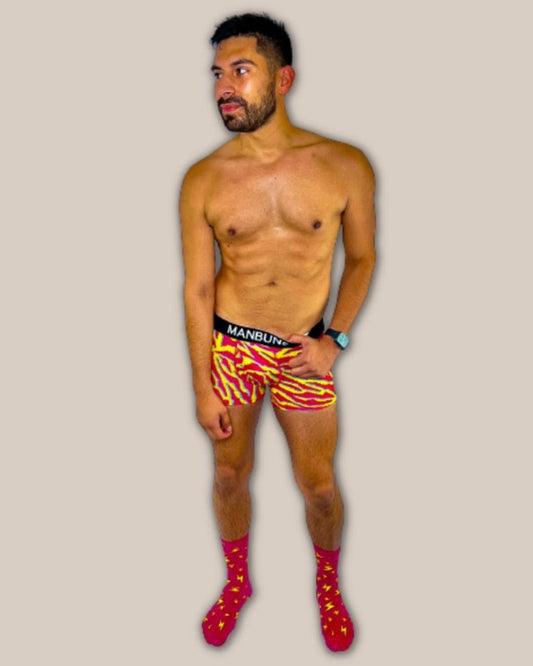 Men's Electric Zebra Boxer Trunk Underwear with Pouch and Sock Set-1