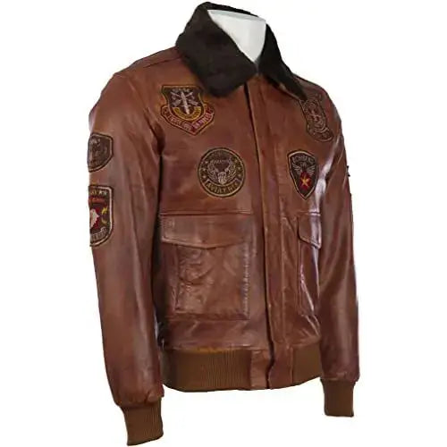 Mens Genuine Leather Aviator Jacket-1