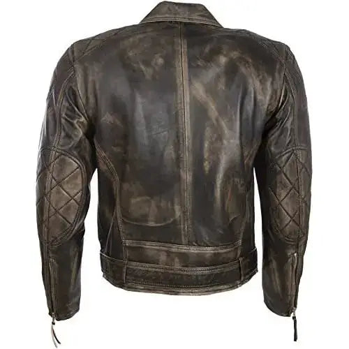 Men’s Genuine Leather Belted Biker Jacket – Vintage Style-1