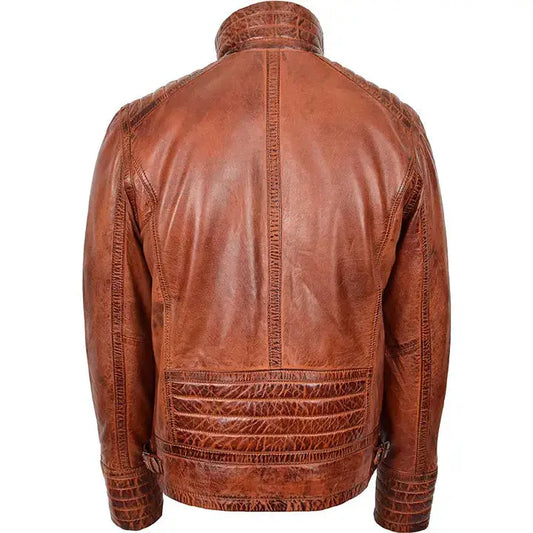 Mens Brown Leather Sherpa Jacket-1