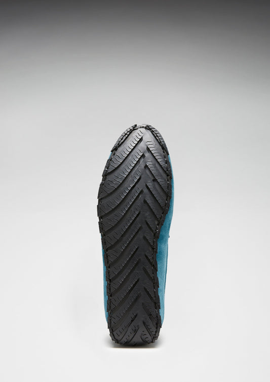 Tyre Sole Driving Loafers, petrol blue suede-1