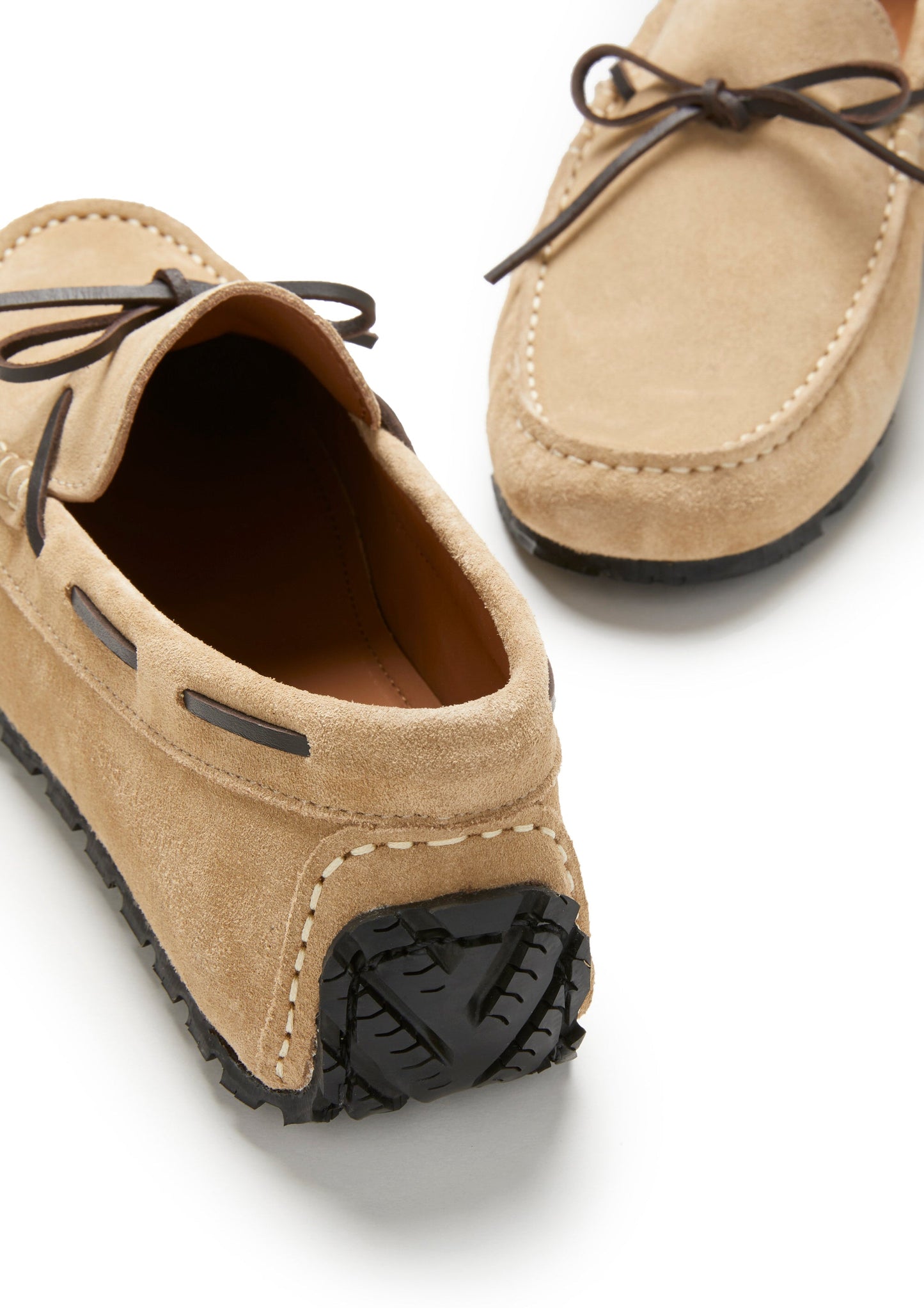 Tyre Sole Laced Driving Loafers, taupe suede-4