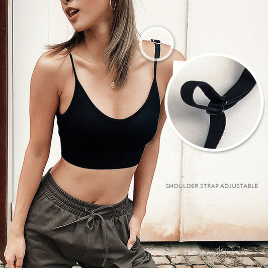 Women Strap Sports Bra with Pad High Impact Push Up Seamless Crop Top-1