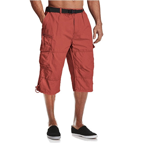 Men Tactical Capri Pants Military Cotton 3/4 Below Knee Trousers Army Airsoft Paintball Elastic Waist Cargo Work Pants-7