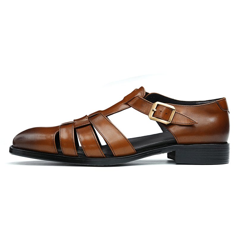 Relaxed British Men’s Calfskin Leather Sandals-5