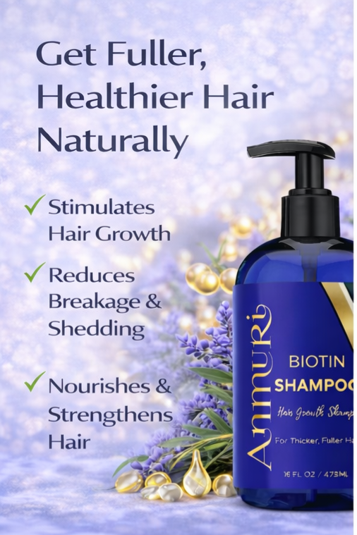 Biotin Shampoo for Hair Thinning & Thicker-Looking Hair (473ml) | Ammuri Beauty-1