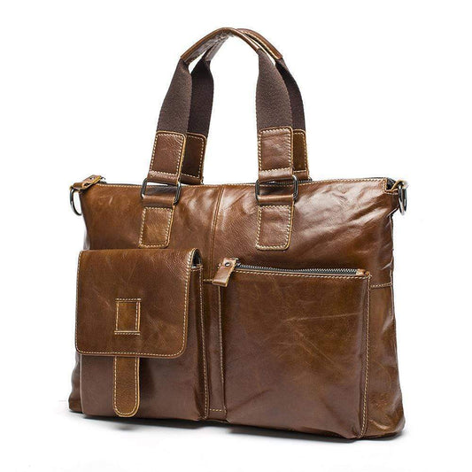 Rossie Viren Men's Bunished Vintage Leather Shoulder Top Handle Bags-1