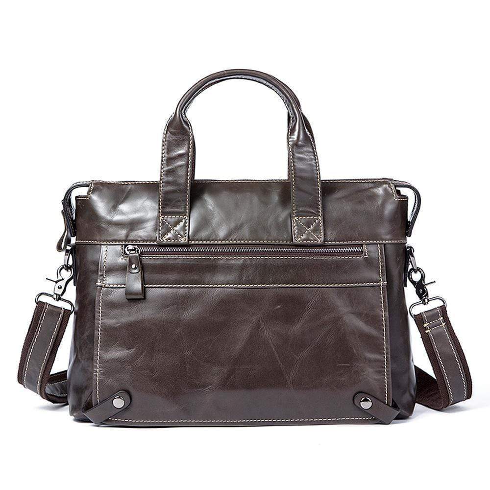 Rossie Viren Men's Classic 15" Men's Handmade Leather Briefcase Laptop Bag Messenger Shoulder Bag-7