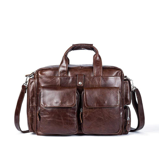 Rossie Viren Men's Large Handmade Vintage Leather Briefcase Messenger Shoulder Bag-1