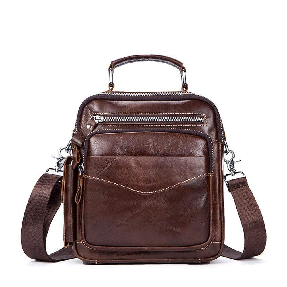 Rossie Viren Men's Leather Briefcase Vintage Messenger Crossbody Bag-5