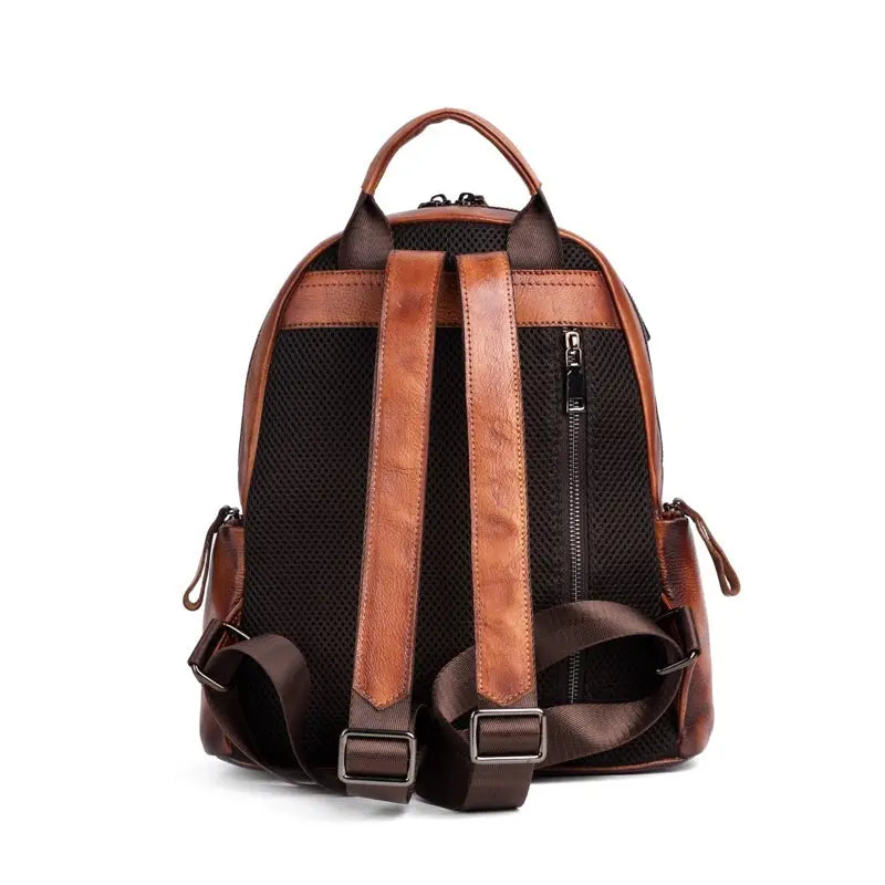 Rossie Viren Women's Retro Genuine Leather Large Backpack, Leather Rucksack, Leather Knapsack ,Office Bag,Travel Backpack-4