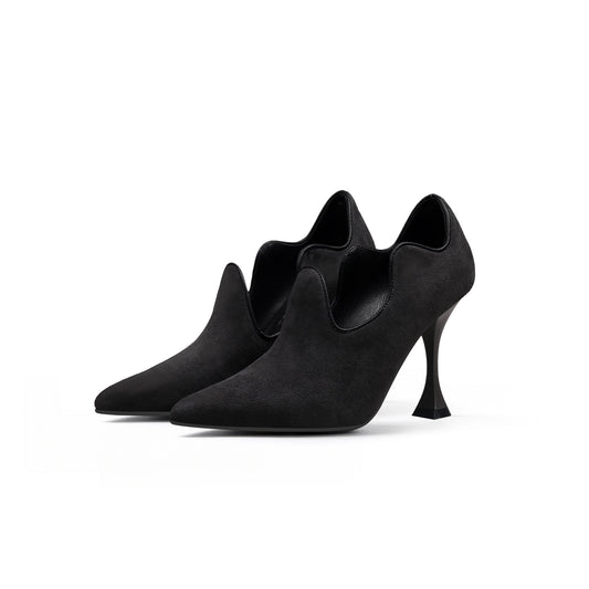 Scallop Wavy Suede Stiletto Pumps-1