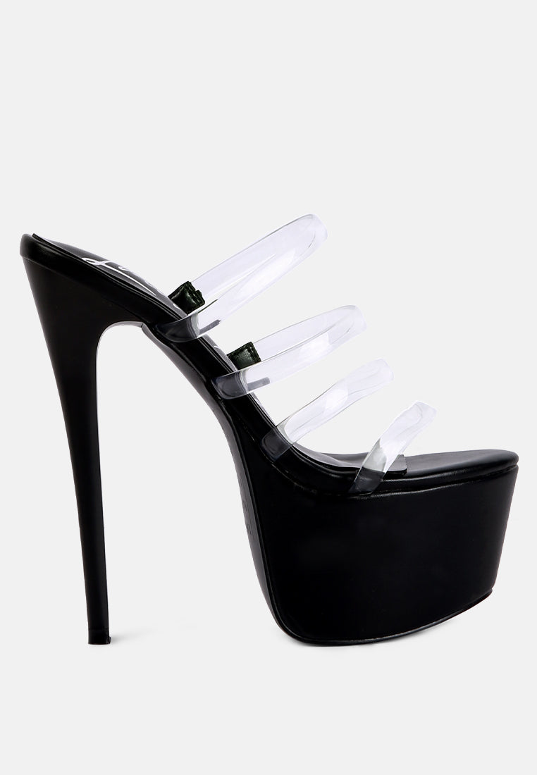 Shots Up Ultra High Heel Clear Straps Sandals-5