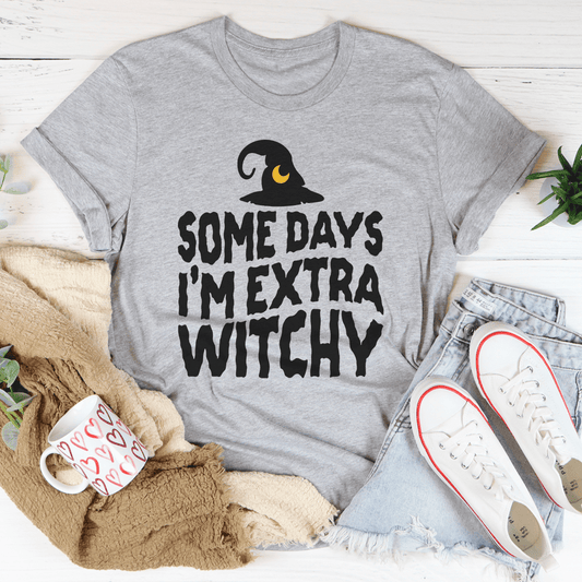 Extra witchy cotton graphic T-shirt in heather peach, printed design on the chest.