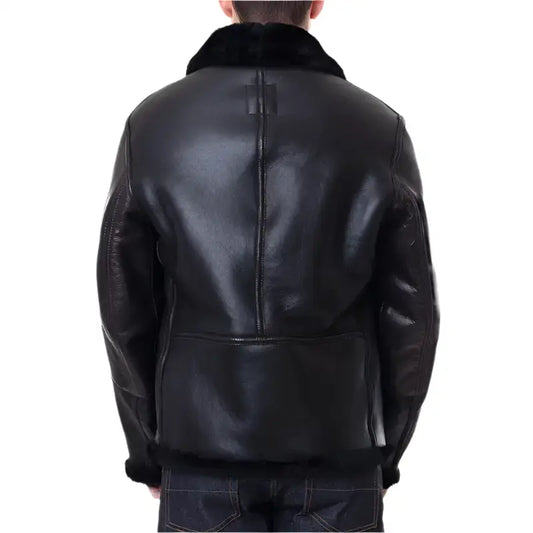 Mens Black Sheepskin B3 Jacket-1