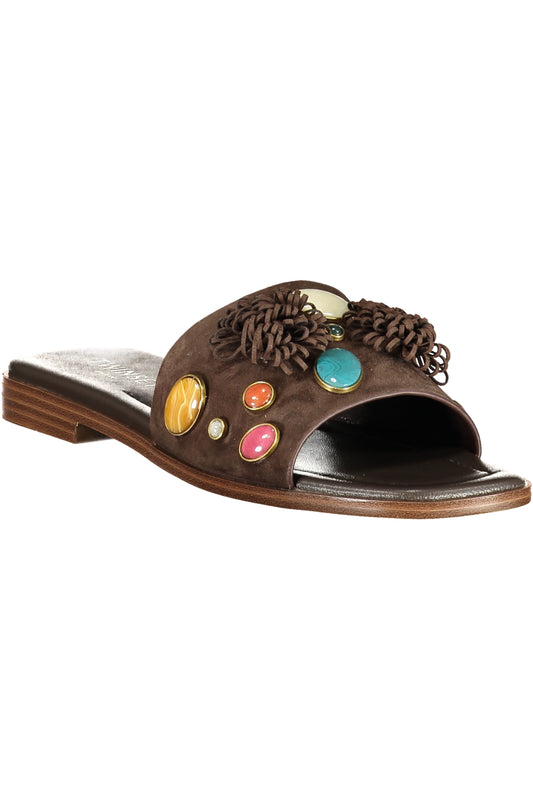 TWINSET WOMEN'S BROWN SLIPPER FOOTWEAR-1