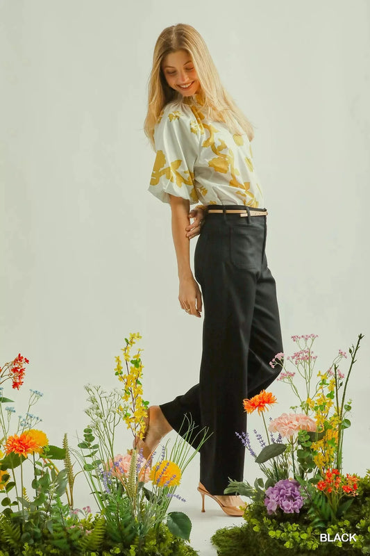 Umgee Button Stretched Pants-1
