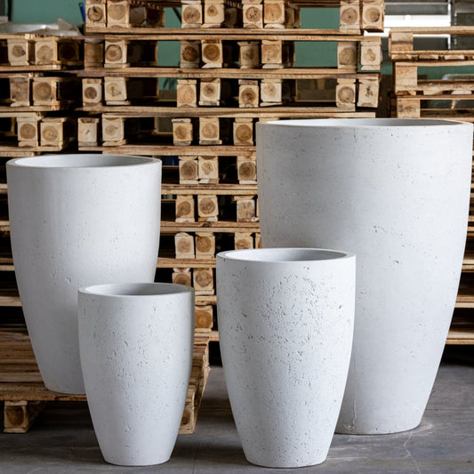 Vessara | White Mist – 62cm Extra Large Tall Concrete Planter – 32L Vase-Style Plant Pot-1