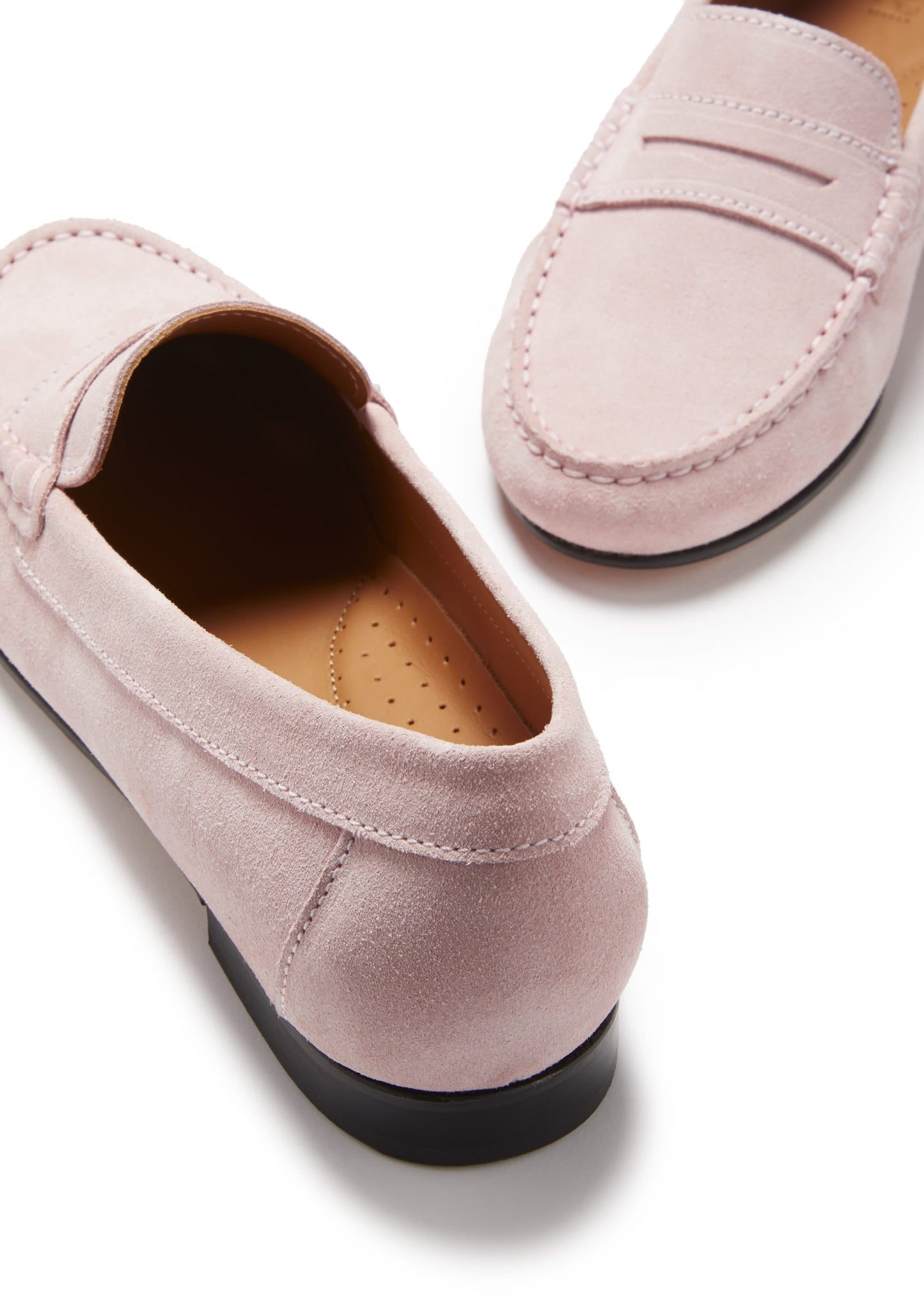 Women's Penny Loafers Leather Sole, ice pink suede-4