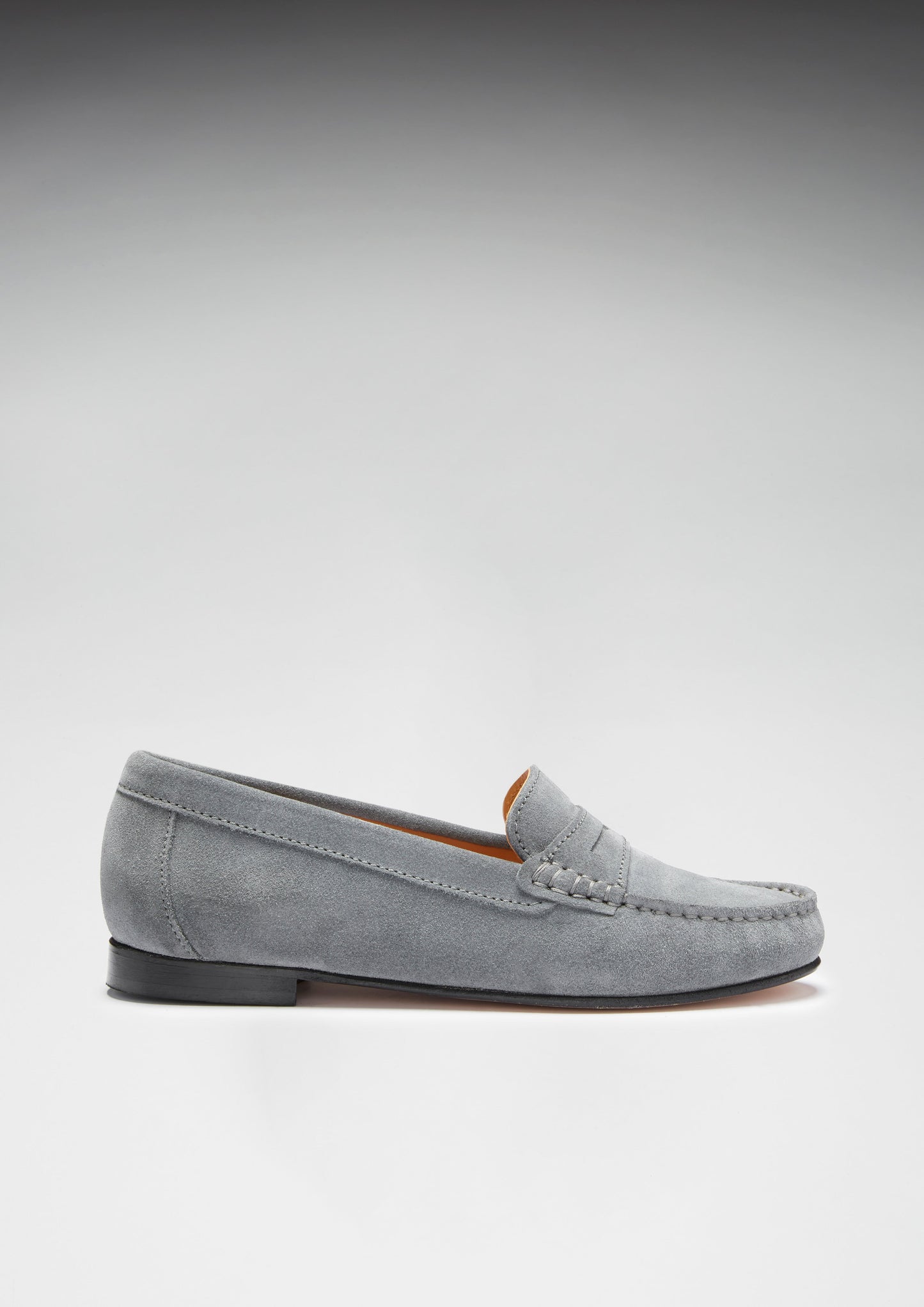 Women's Penny Loafers Leather Sole, slate grey suede-4