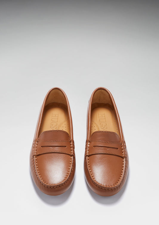 Women's Penny Driving Loafers, tan leather-1