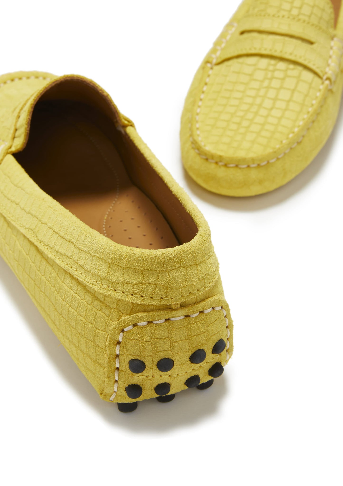 Women's Penny Driving Loafers, yellow embossed suede-4