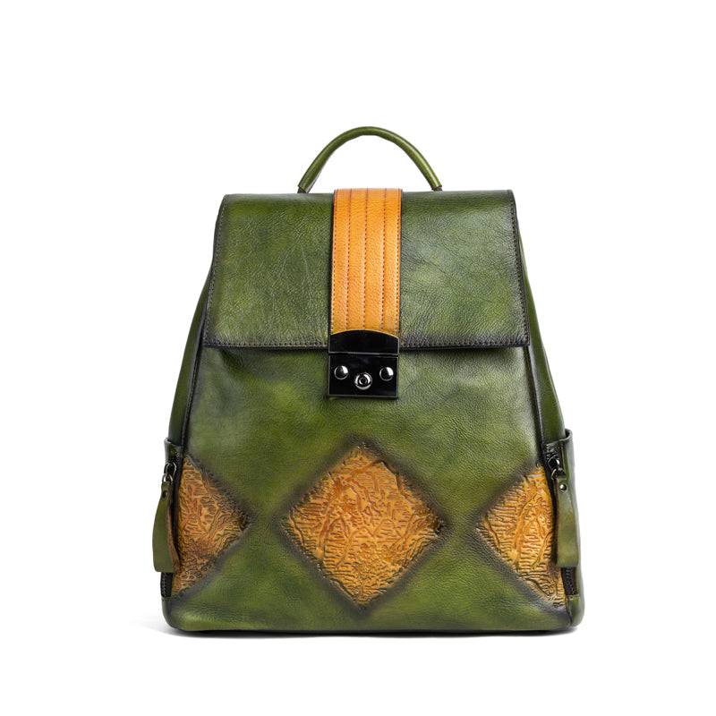 Rossie Viren Women's Women’s Vintage Leather Backpack Handle Shoulder Bag-4