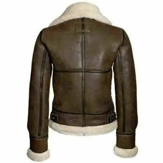 Women's RAF Aviator Sheepskin Shearling Bomber Jacket-1