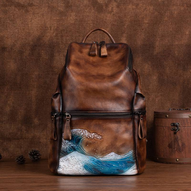 Rossie Viren Women's Womens Vintage Leather Large Backpack-7