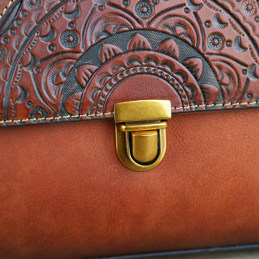 Womens Vintage Leather Tote Handbag Small Top-Handle Bags-1