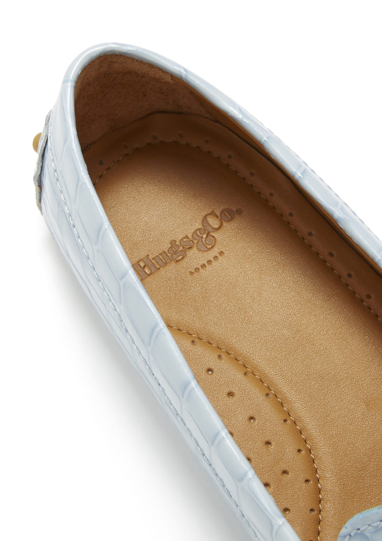 Women's Penny Driving Loafers, powder blue print patent leather-4