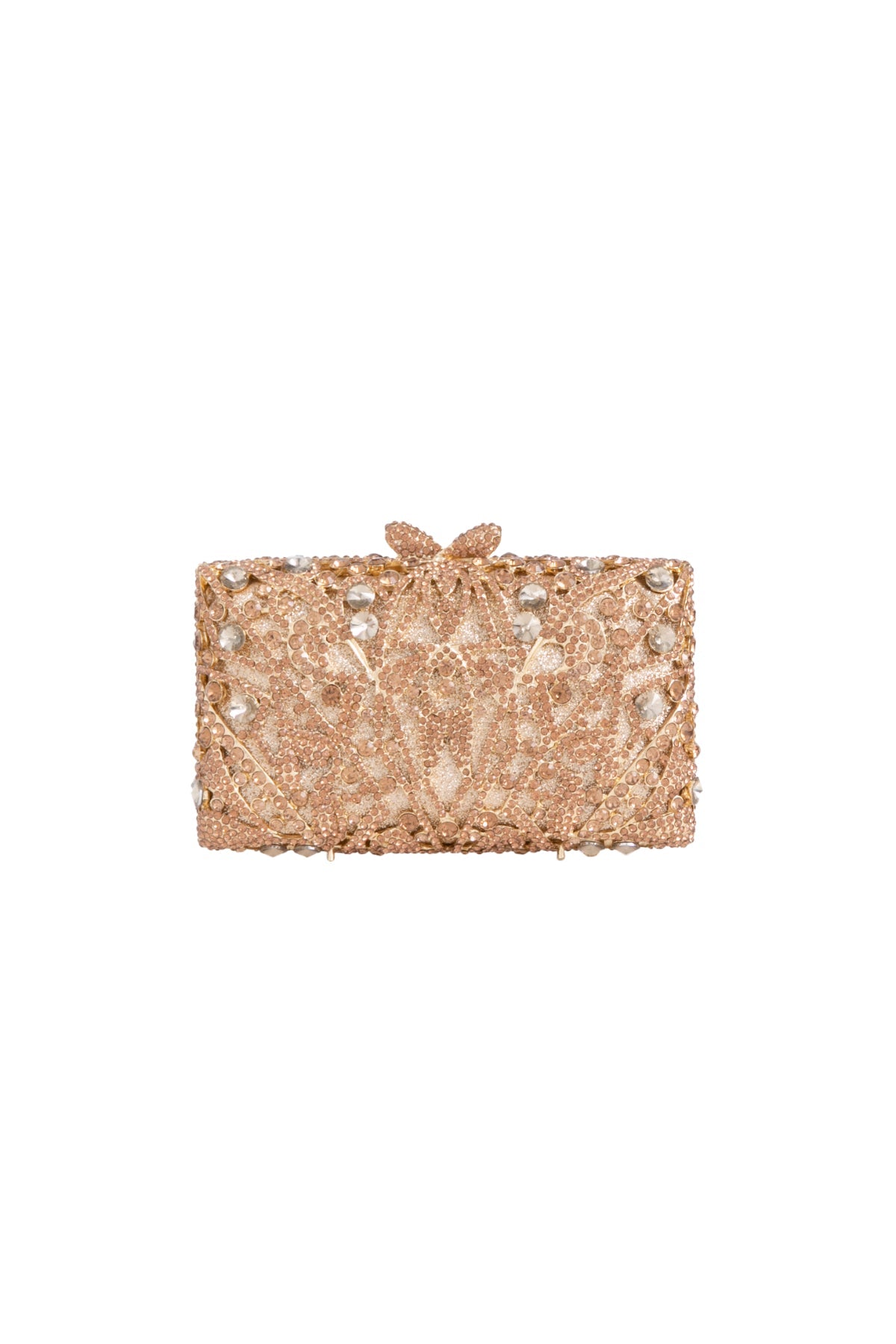 Gold Crystal Embellished Clutch Bag-0