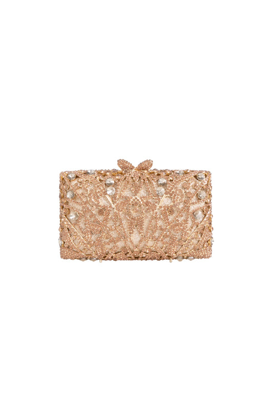 Gold Crystal Embellished Clutch Bag-0