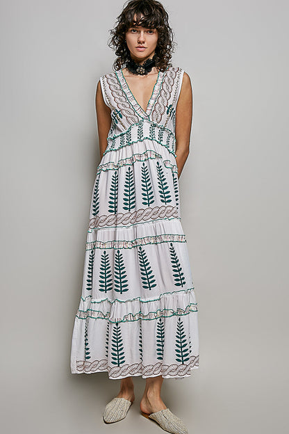POL Floral Printed Sleeveless Tiered Dress with Smocked Waistband-0