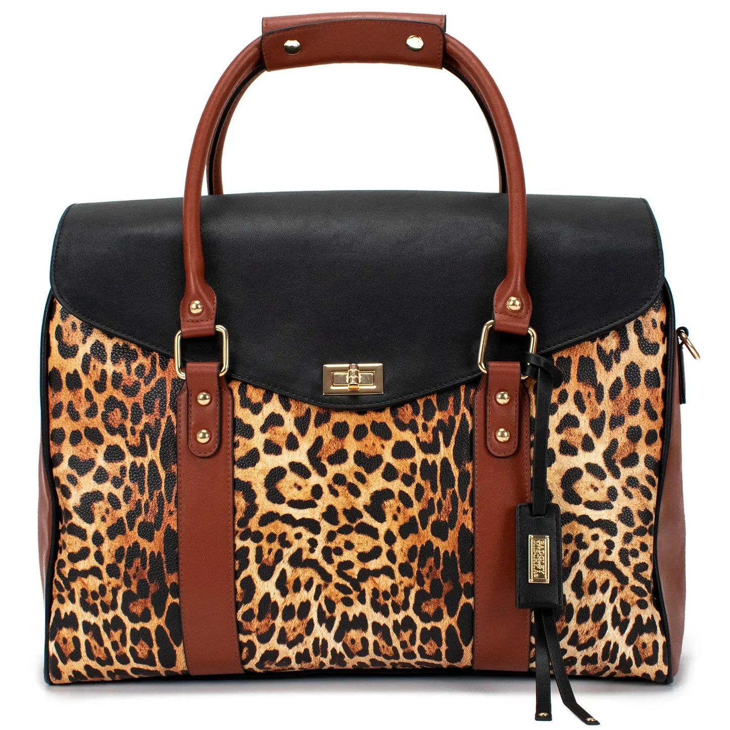 Leopard Vegan Leather Weekender Tote Bag-1