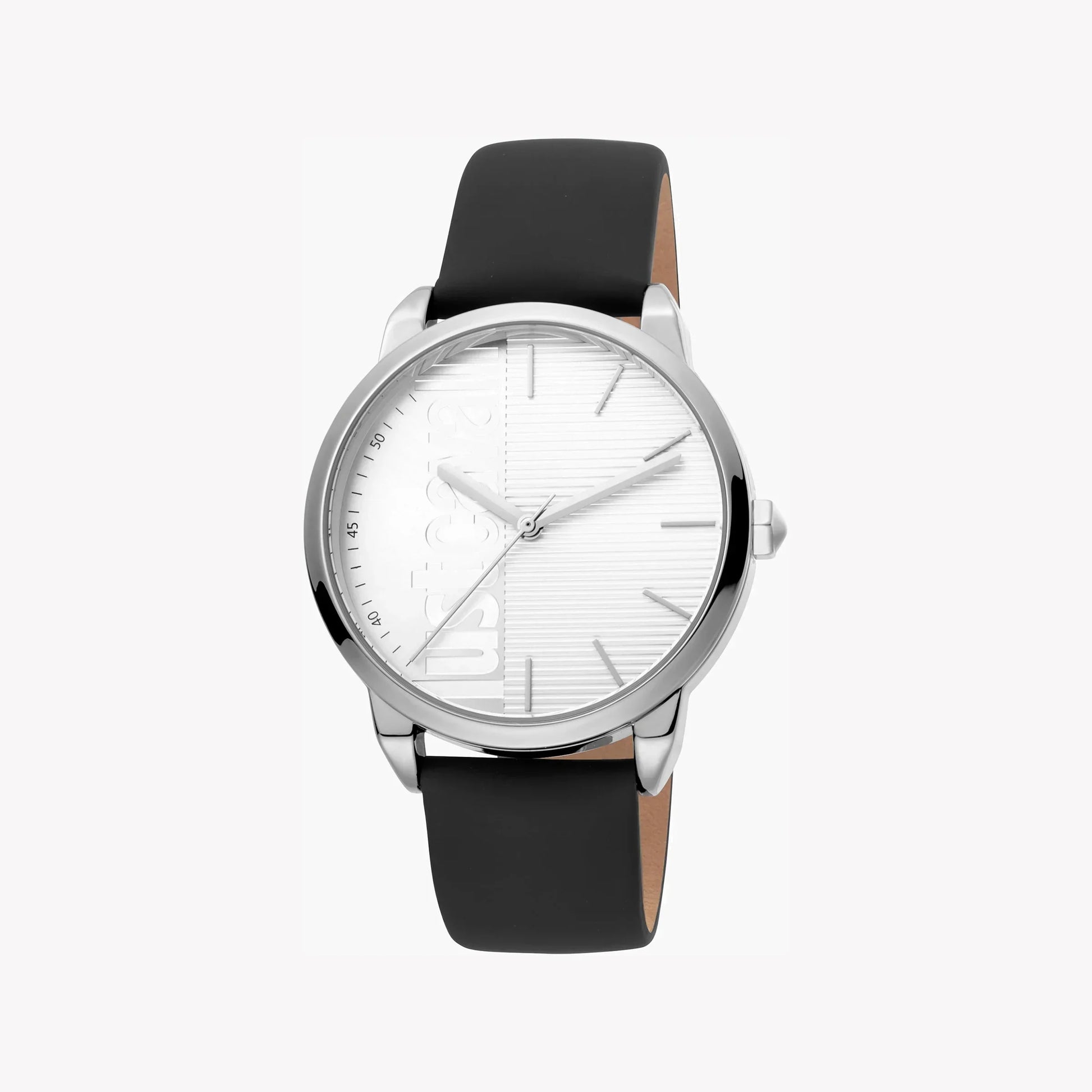 Just Cavalli Men's Silver Dial Watch, Black Leather Band | Jc1g079l0015-0