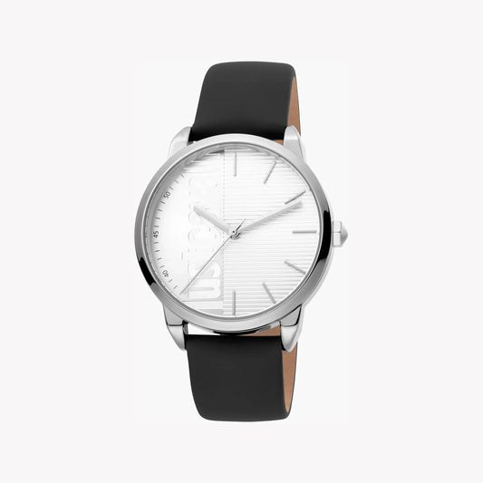 Just Cavalli Men's Silver Dial Watch, Black Leather Band | Jc1g079l0015-0