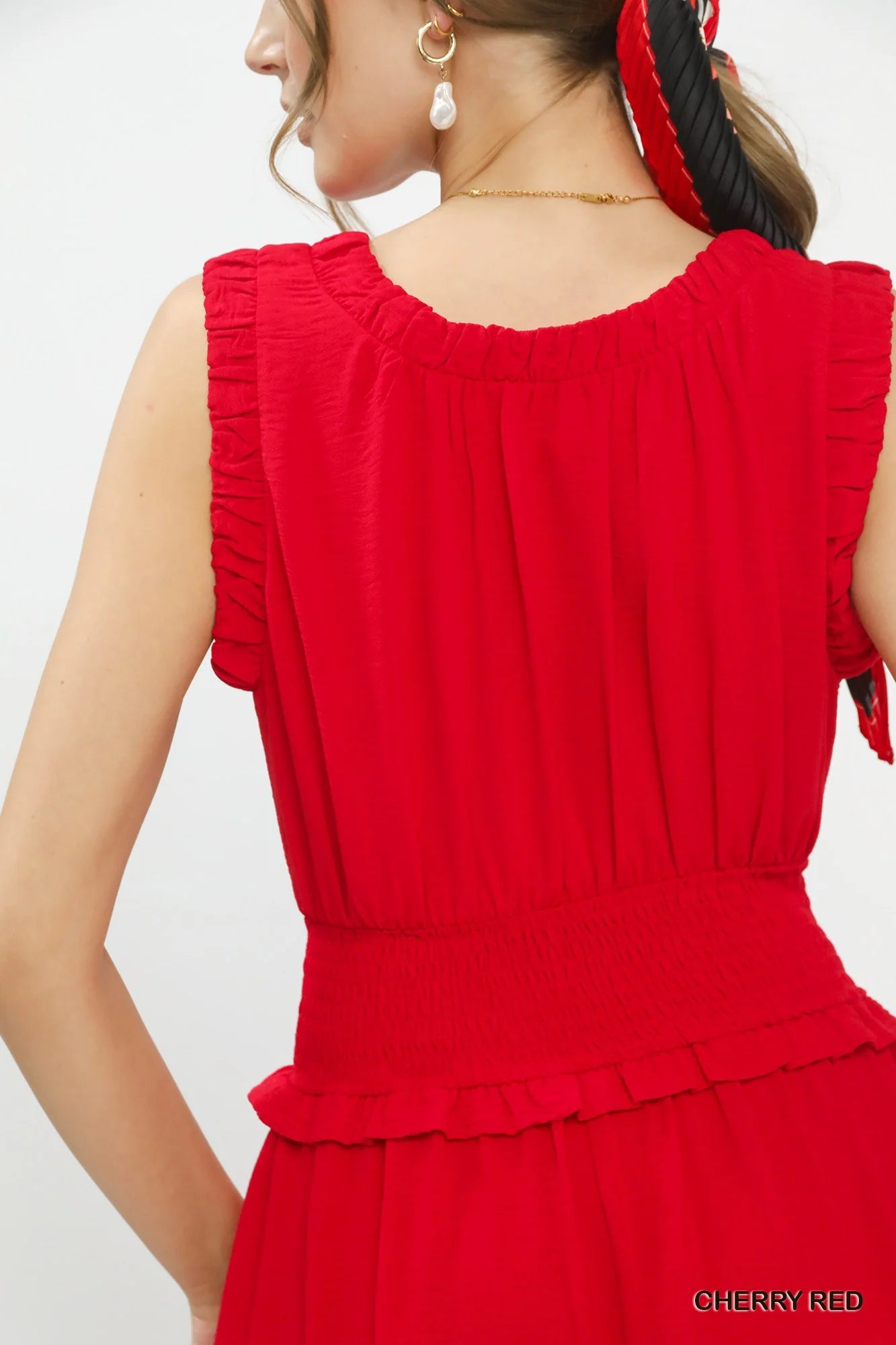 Umgee Smocked Waist Tiered Midi Dress-3