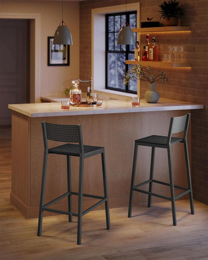 Industrial Charcoal Gray Bar Stools Set Of 2 for Kitchen-3