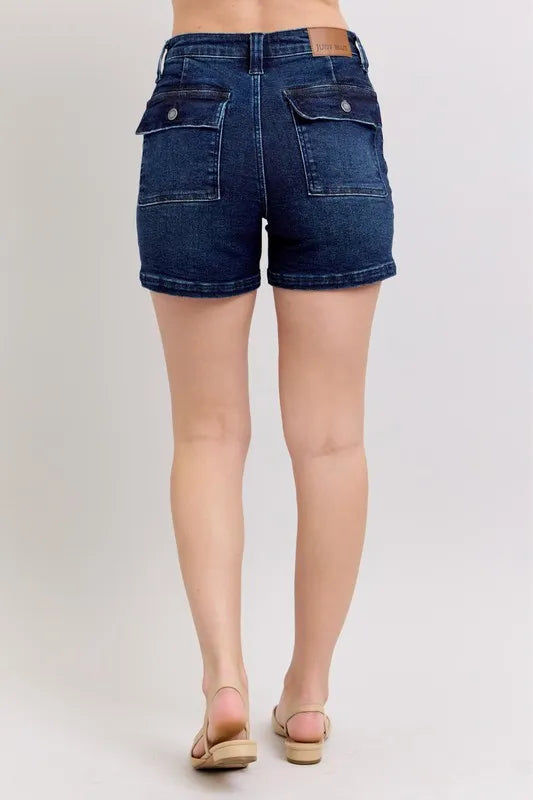 Judy Blue Full Size High Waist Back Flap Pocket Denim Shorts Plus Size-2