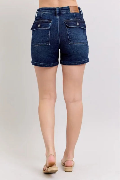Judy Blue Full Size High Waist Back Flap Pocket Denim Shorts Plus Size-2