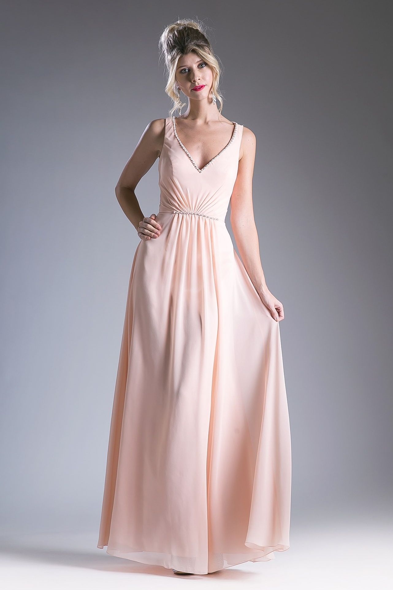 A-line dress with v-neck and straps on the back-2