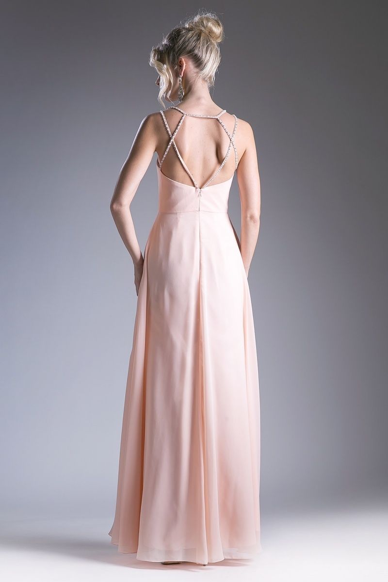 A-line dress with v-neck and straps on the back-1