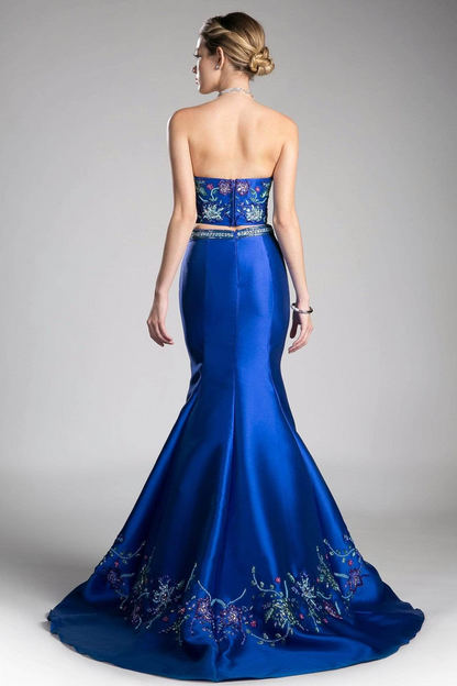 Beaded Satin Mermaid Gown-0