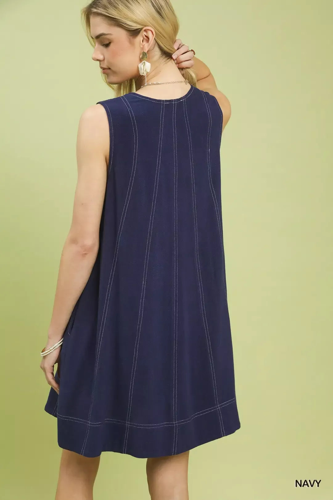 Umgee Linen Sleeveless Swing Dress-2