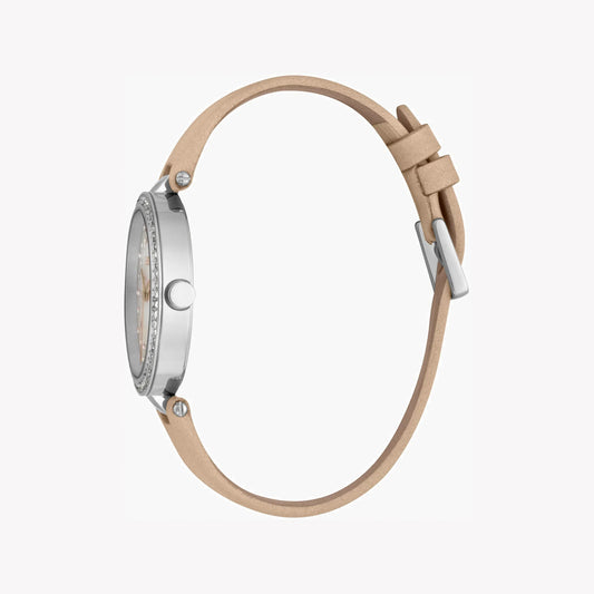 Esprit Women's Beige Leather Watch, White Mother Of Pearls | ES1L199L1015-1