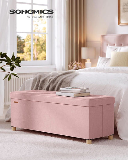 Jelly Pink Velvet Extra Large Storage Ottoman Chest-1