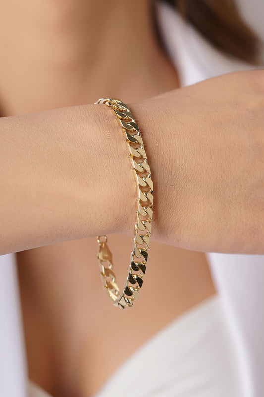 14ct Gold Classic Curb Chain Bracelet-0