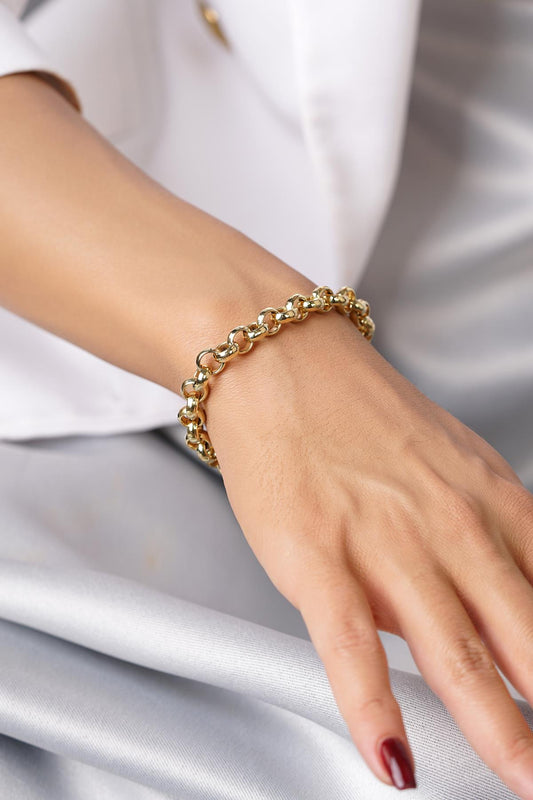 14ct Gold D-Link Rounded Curb Bracelet-1
