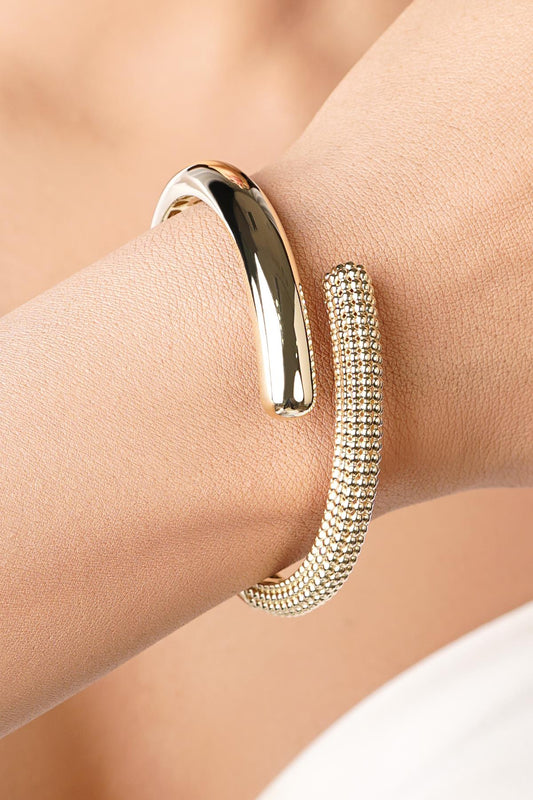 14ct Gold Engraved Spiral Cuff Bangle-0